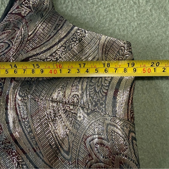 J Crew Women’s Cate Silk Metallic Paisley Gold‎ Tank Top Size 6 - Picture 4 of 7